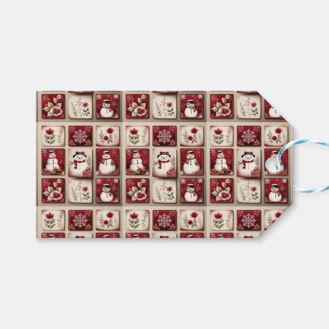 Jolly Snowmen Geschenkanhänger (Vorderseite (Horizontal))