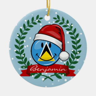Jolly St. Lucian Flag Weihnachtsstil Keramikornament