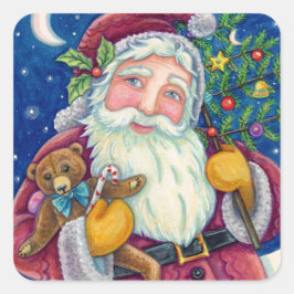 JOLLY ST NICK & TEDDYBAR, ALTE, SCHNELLE KRISTMAS QUADRATISCHER AUFKLEBER