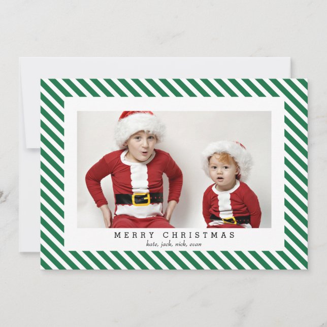 Jolly Stripes Joyeux Carte photo de Noël (Devant)