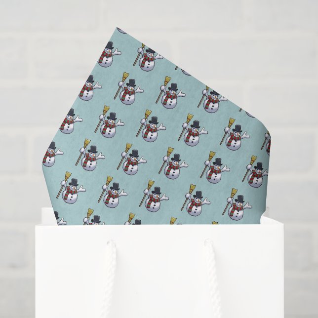 Jolly Top Hat Snowman Christmas Pixel Art Pattern Seidenpapier (Geschenktüte)