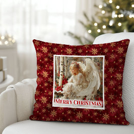 Jolly Victorian Angel Red and Gold Holiday Pillow Kissen