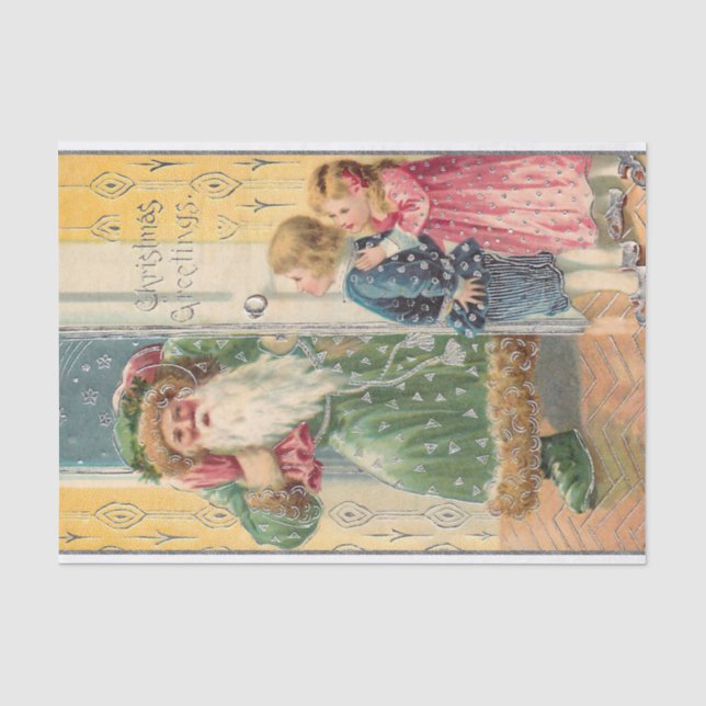 Jolly Viktorianisch Father Christmas with Children Seidenpapier (Vorderseite)