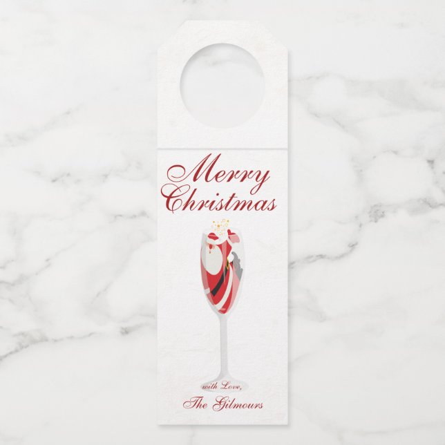 Jolly Weihnachten Gefallen mit Weihnachtsmann Wint Flaschenanhänger (Vorderseite)