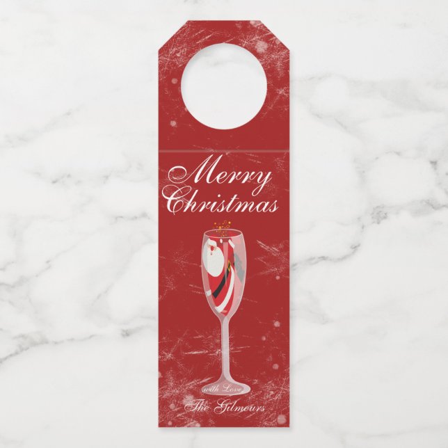 Jolly Weihnachten Gefallen mit Weihnachtsmann Wint Flaschenanhänger (Vorderseite)