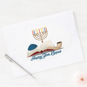 Jom Kippur Ovaler Aufkleber