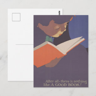 Jon O Brubaker Vintage Buchwoche Leseposter Postkarte