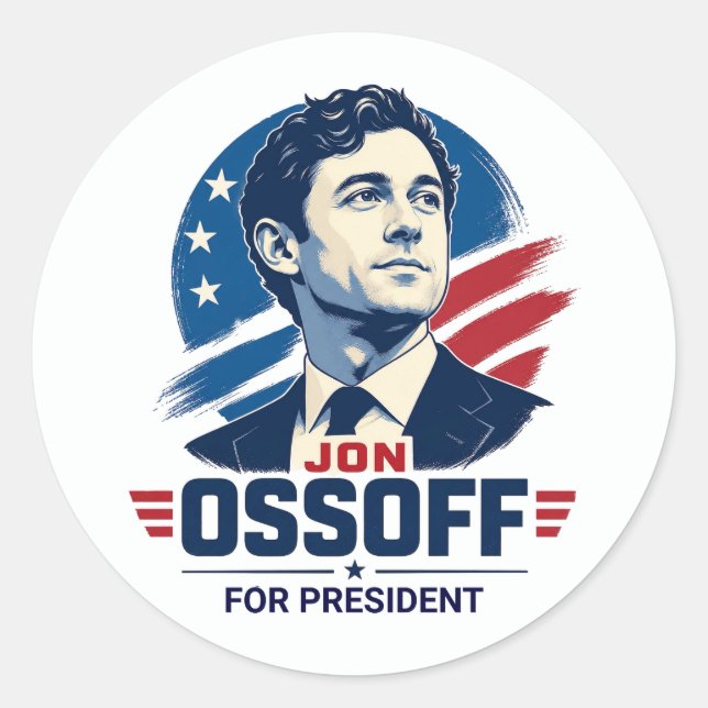 Jon Ossoff für Präsident 2028   Runder Aufkleber (Vorderseite)