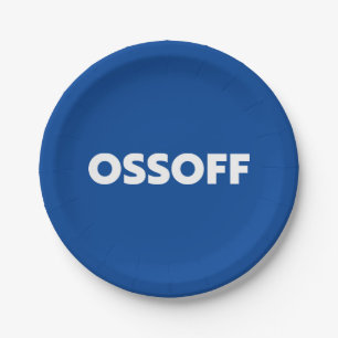 Jon Ossoff Georgia Senat Absturz blauen weißen Par Pappteller