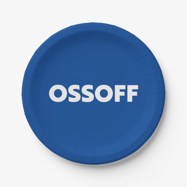 Jon Ossoff Georgia Senat Absturz blauen weißen Par Pappteller (Vorderseite)