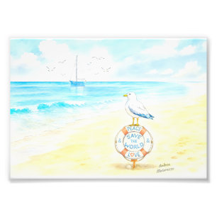 Jon Seagull - Frieden & Liebe retten die Welt Fotodruck
