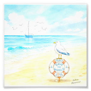 Jon Seagull - Frieden und Liebe retten die Welt Fotodruck