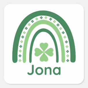 Jona Name Clover Boho Regenbogen Quadratischer Aufkleber