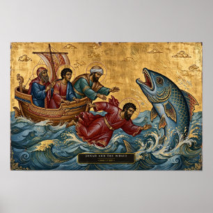 Jona und der Wal — byzantinisches Ikon Poster
