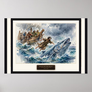 Jona und der Wal — Lose Wasserfarbe Poster