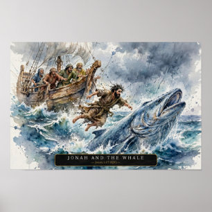 Jona und der Wal — Lose Wasserfarbe Poster