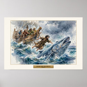 Jona und der Wal — Lose Wasserfarbe Poster