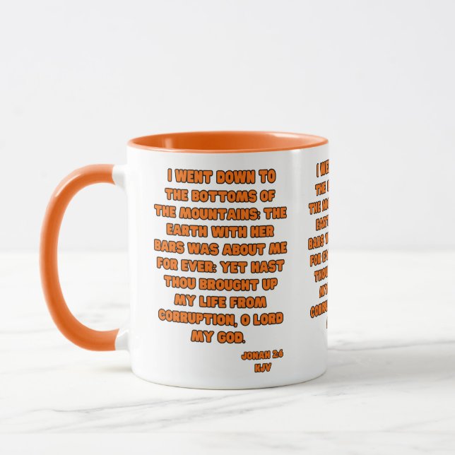 Jonah 2:6 KJV Bible Verse Two-Tone Tasse (Links)