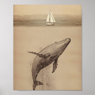 Jonah and the Whale - Modernes Minimalistisch Poster
