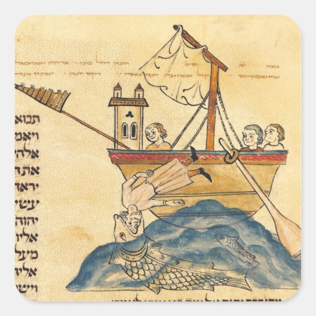 Jonah Eaten vom Wal Quadratischer Aufkleber (Vorderseite)