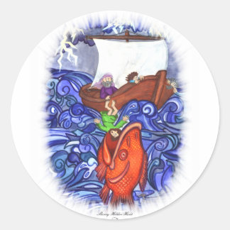Jonah und der große Fisch Runder Aufkleber