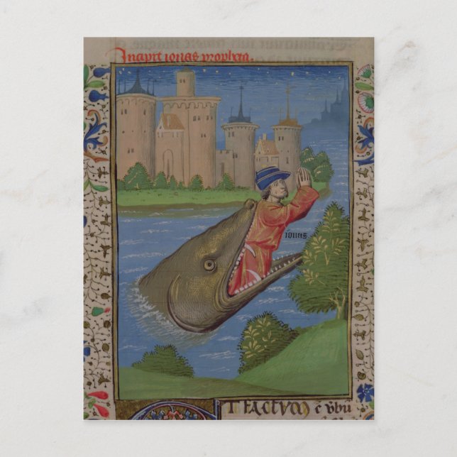 Jonah und der Wal aus der Bibel von Jean XXII Postkarte (Vorderseite)