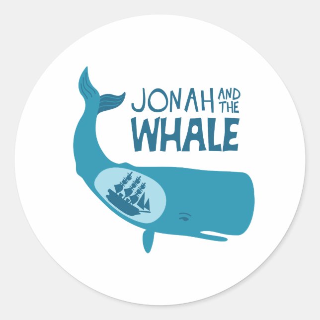 Jonah und der Wal Runder Aufkleber (Vorderseite)