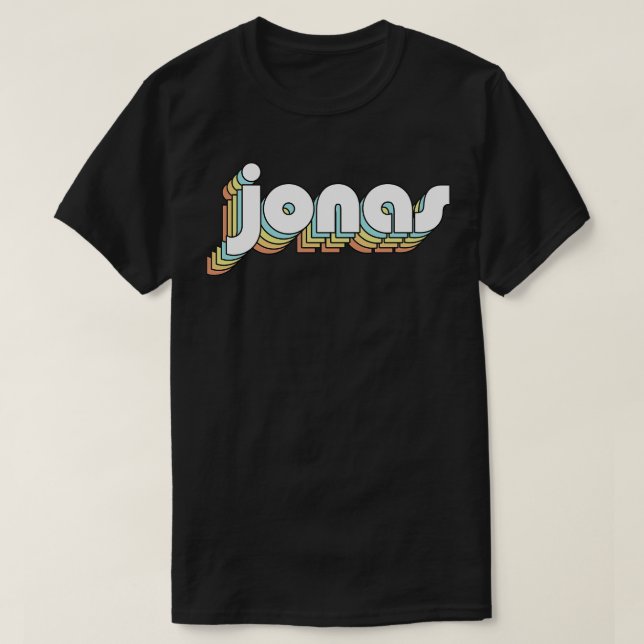 Jonas Retro Rainbow Typografie Faded Style T-Shirt (Design vorne)