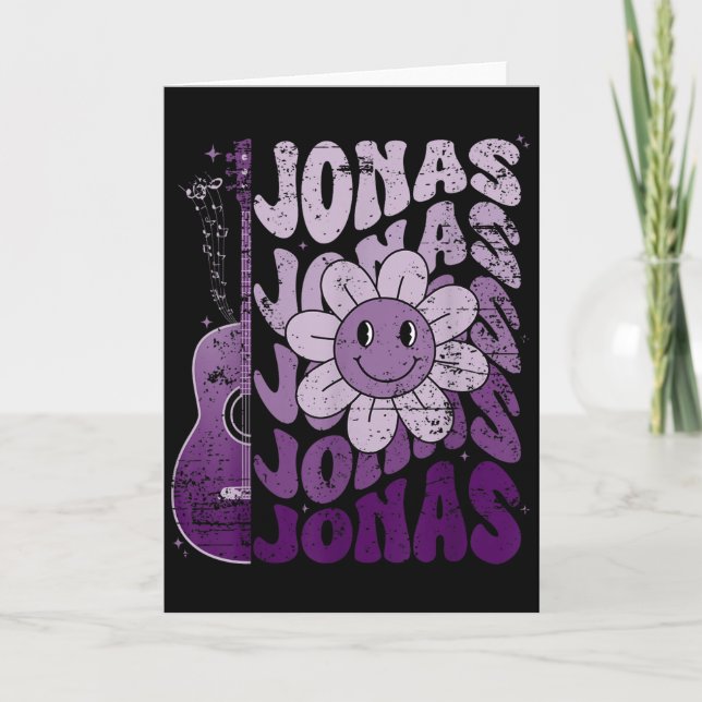 Jonas Vorname Ich liebe Jonas Mädchen Groovy 80er  Karte (Vorderseite)