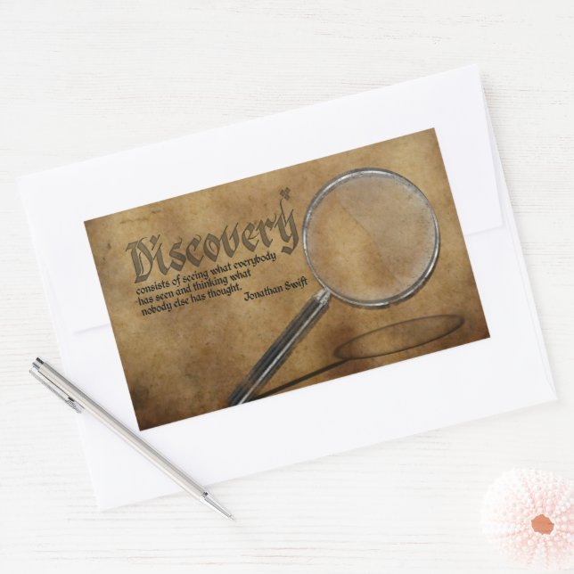 Jonathan Swift inspirierendes Zitat "Discovery" Rechteckiger Aufkleber (Umschlag)