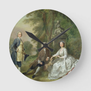 Jonathan Tyers (d.1767) und seine Tochter, Runde Wanduhr