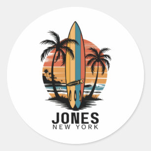 Jones Beach New York Surfen Surfer _3  Runder Aufkleber