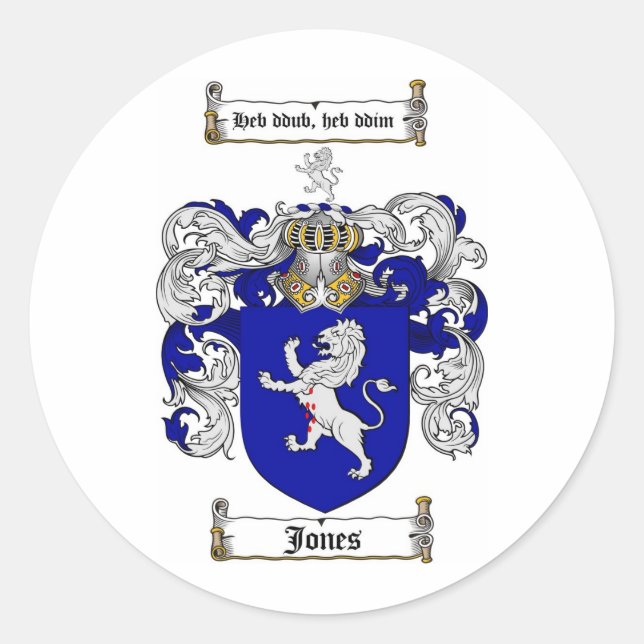 JONES-FAMILIENWAPPEN - JONES-WALD RUNDER AUFKLEBER (Vorderseite)