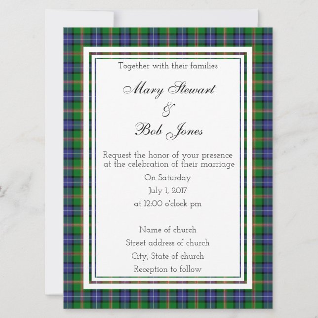 Jones Scottish Wedding Einladung (Vorderseite)