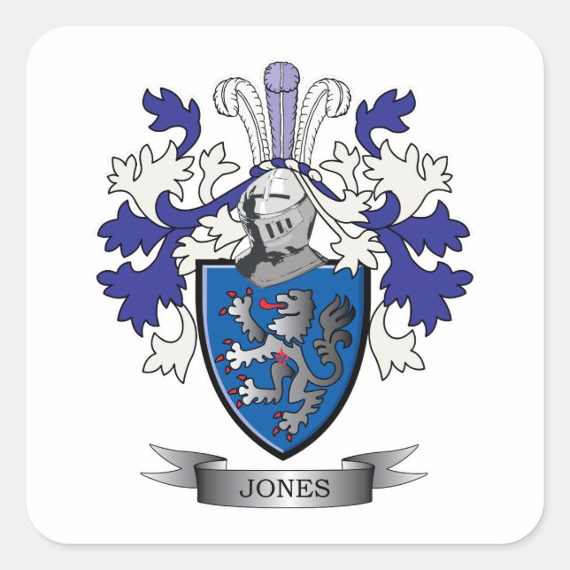 Jones-Wappen Quadratischer Aufkleber (Vorderseite)