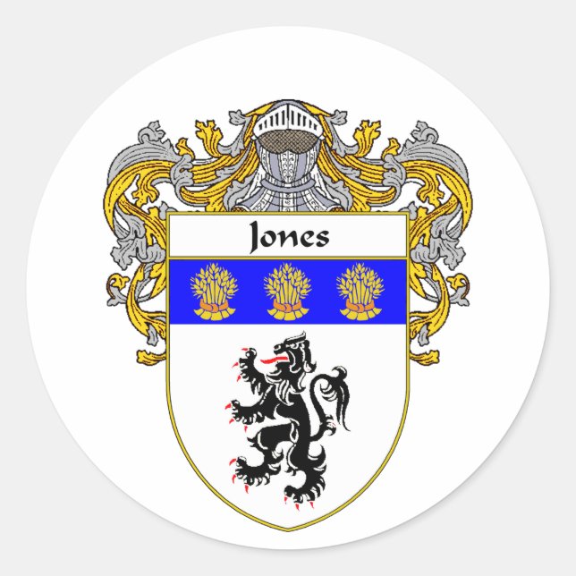 Jones Welsh Coat of Arms (Mantled) Runder Aufkleber (Vorderseite)