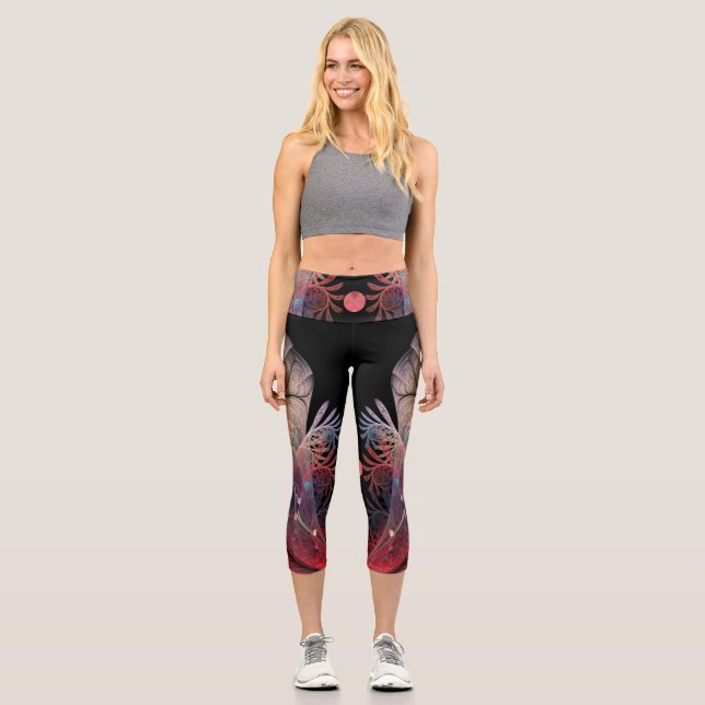 Jonglage Abstrakt Modern Fantasy Fraktal Art Capri Leggings (Vorderseite)
