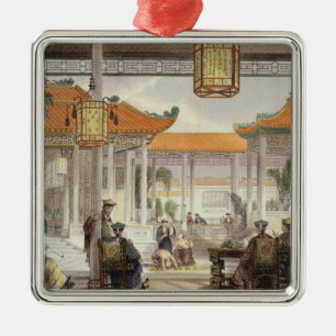 Jongleure, die im Gericht des P einer Mandarine Silbernes Ornament