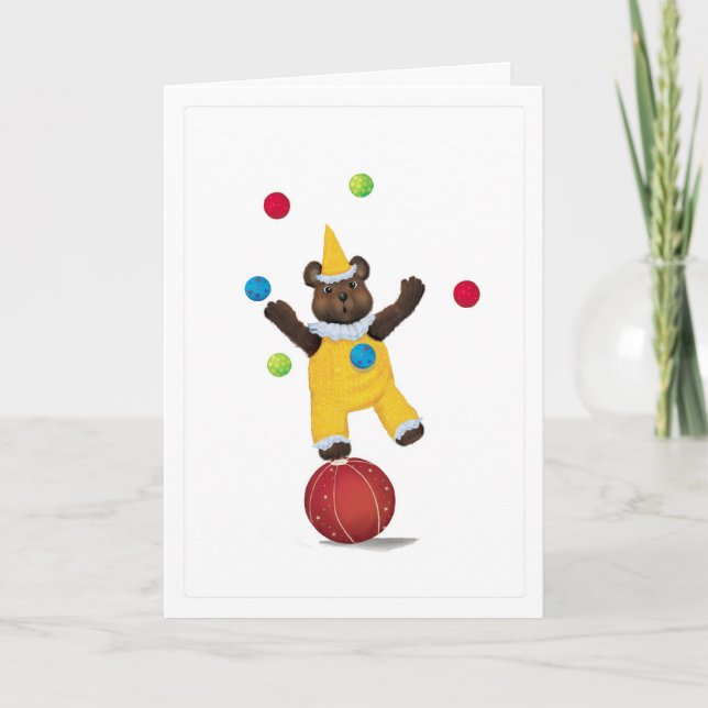 Jonglieren Sie Teddybär-Glückwunsch-Karte Karte (Vorderseite)