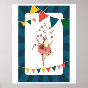 Jonglierender Frosch Poster