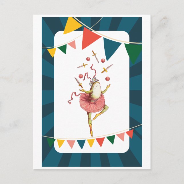 Jonglierender Frosch Postkarte (Vorderseite)