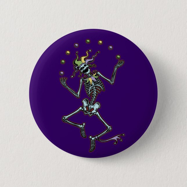 Jonglierender Narren Skelett Button (Vorderseite)