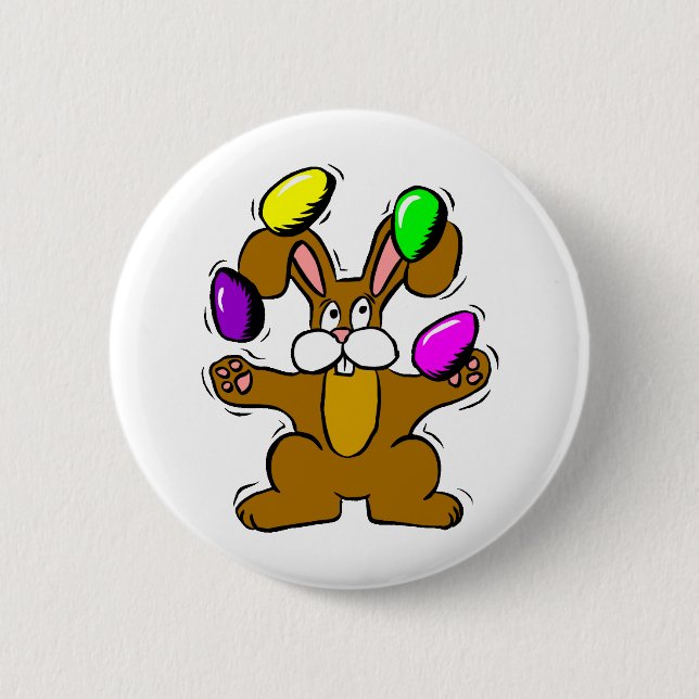 Jonglierender Osterhase Button (Vorderseite)