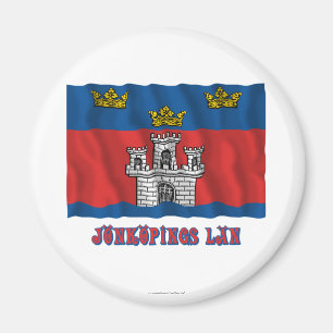 Jönköpings län winkende Flagge mit Namen Magnet
