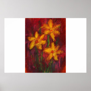 Jonquilles d'or en affiche rose