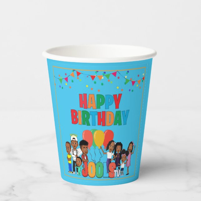 JOOLS TV ®️ Blue 8 oz Paper Cups Pappbecher (Vorderseite)