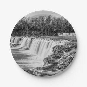 Joplin Grand Falls Übersicht Grayscale Pappteller