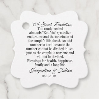 Jordan Almond Favor Tags, Griechischer Geschenktag Geschenkanhänger