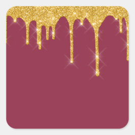 Jordan Candles Burgundy Gold Glitzer Spark Quadratischer Aufkleber