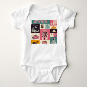 Jordan Culture Retro Illustrierte Symbole Baby Strampler